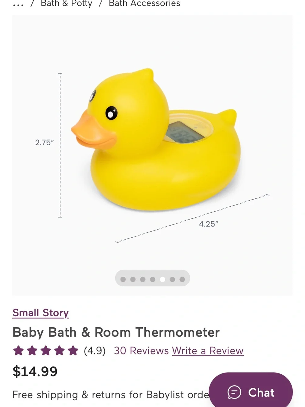 Yellow Duck Baby Bath Thermometer